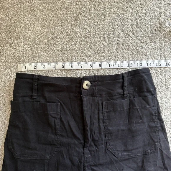 Maeve Colette Black Wide Leg Crop Linen Blend Pants 27 Minimal Coastal Career - Picture 4 of 10